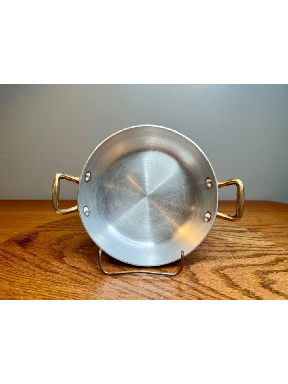 Vintage Copper Mini Saute Pan /Mini Au Gratin Pan (5 5/8" diameter) With 2 Bras - Picture 2 of 14
